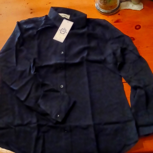 XS-Polo Bonetta, Black, 3/4 Sleeve, Viscose, button-up, dress shirt. NWT - Picture 6 of 6